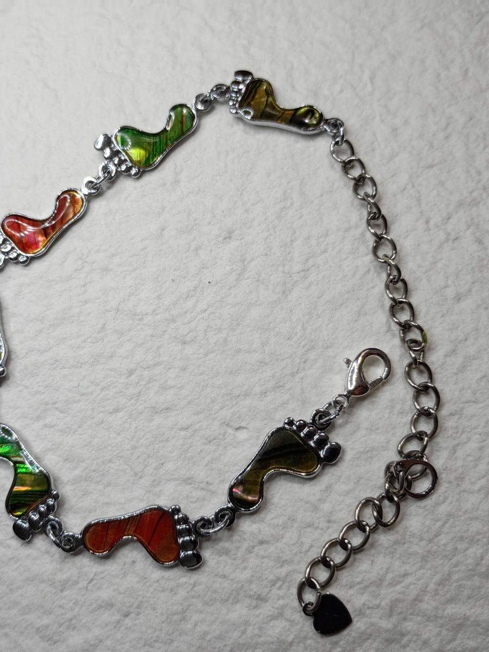 Colorful Footprint Link Bracelet - Multicolor Mother Of Pearl
